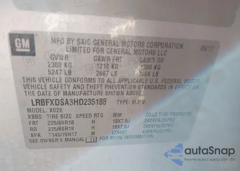 2017 Buick Envision Essence from USA, damaged, VIN LRBFXDSA3HD235188